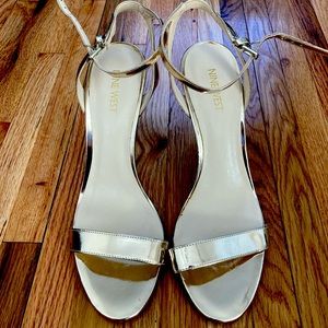 Nine West Metallic Gold Strappy Heels - Size 11W